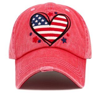 Heart Shape American Flag Baseball Hat NWT